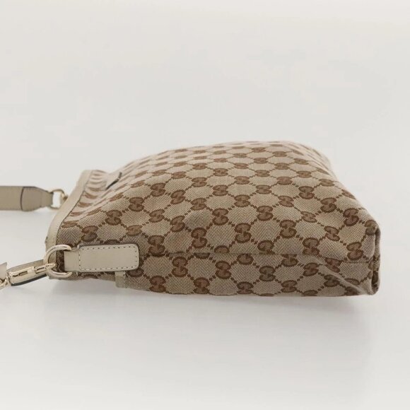 GUCCI GG Canvas Shoulder Bag Beige Gold - Picture 3 of 16